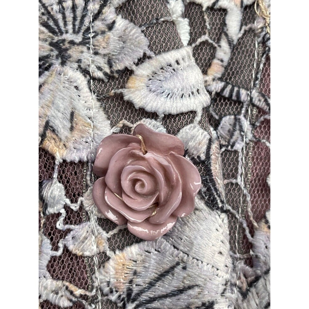 Byron Lars Beauty Mark Ombre Floral Lace Reversible Dress Rose Buttons Mauve 8 - Picture 5 of 12